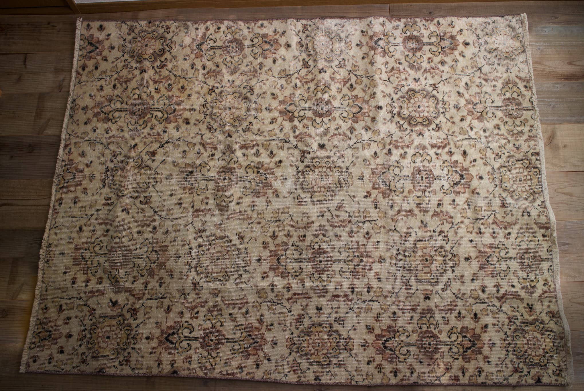 イエローベージュ　オールドキリム　オールドキリム